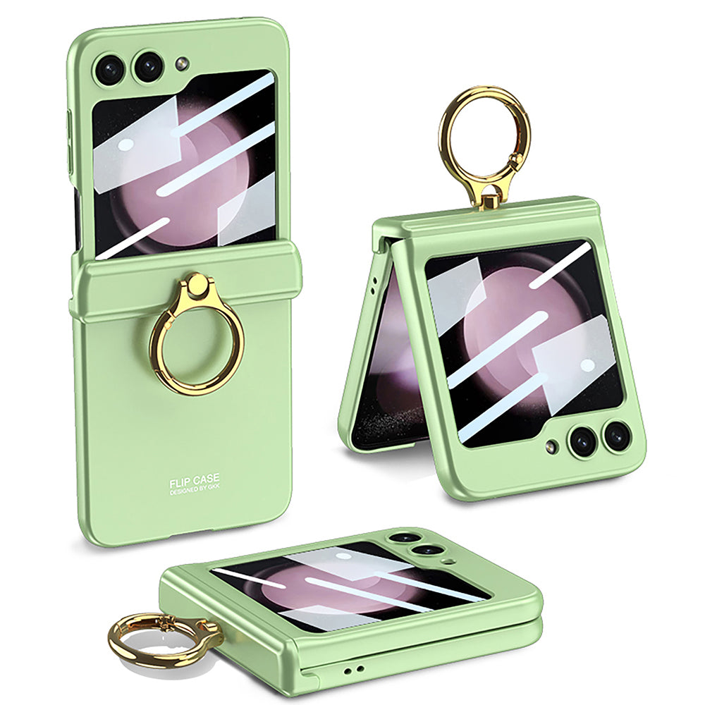 GKK For Samsung Galaxy Z Flip5 5G Magnetic Hinge Protection Phone Case Ring Kickstand PC Protective Cover with Small Screen Film GKK For Samsung Galaxy Z Flip5 5G Magnetic Hinge Protection Phone Case Ring Kickstand PC Protective Cover with Small Screen Film